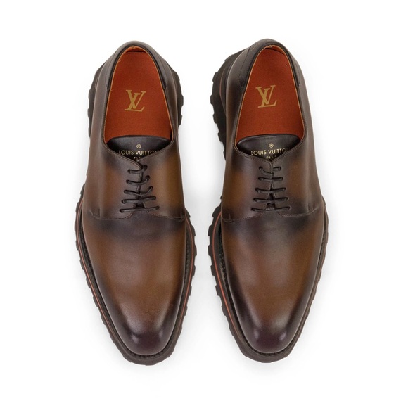 Louis Vuitton Brown Leather Lace Up Derby Shoes Size 7.5 - Picture 2 of 16